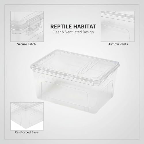 2 Pcs Reptile Breeding Box, Clear Plastic Terrarium for Small Pets, Portable Feeding and Hatching Container, Space-Saving Design, 7.5 x 4.9 x 3 in, Compact Habitat for Lizards and Spiders
