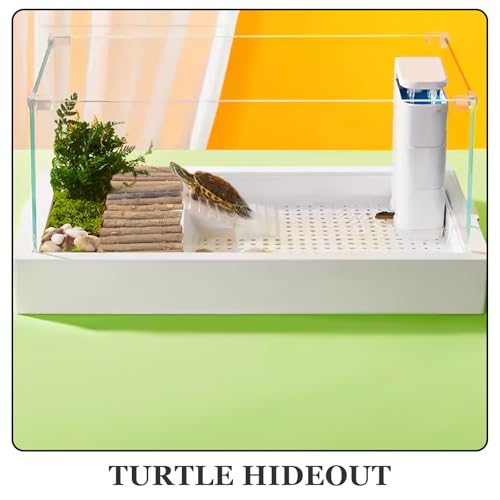 Wooden Turtle Hideout and Tortoise Basking Platform DIY Reptile Shelter with Stick Natural Habitat Decoration for Terrariums and Aquarium Reptile Supplies