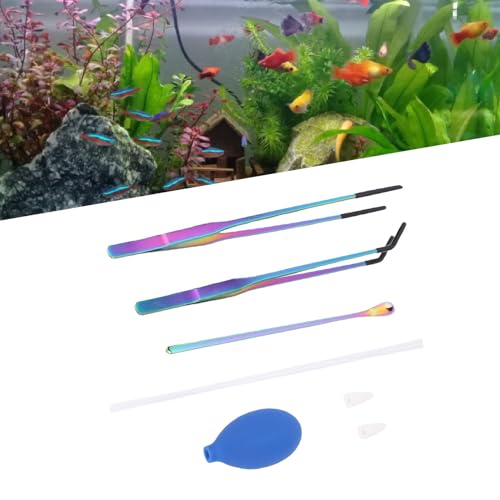 Reptile Feeding Tongs Set with Spoon, 4PCS 10.6" Feeding Tweezers with Silicone Tips, Spoon, Dropper, Terrarium Tools for Reptiles, Fish Tanks, Aquatic Plants, Reptile & Aquarium Rubber Tips Kit
