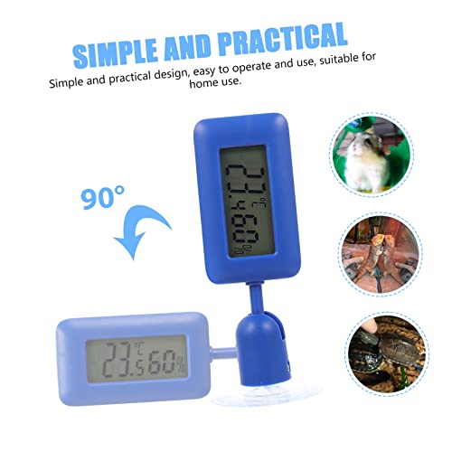 Mikikit Mini Reptile Humidity and Temperature Gauge 360° Rotating Night Glow Suction Cup Thermometer for Leopard Gecko and Bearded Lizards Digital Hygrometer for Reptile Terrariums