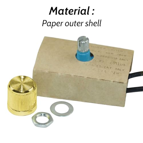 Zing Ear ZE-03 Dimmer Switch Combo Kit Rotary 120VAC 240VAC 300W MAX Repair Tools Replacement Full Range Inline Table Lamps Floor Lights LED Paper Outer Shell Brass Easy to Install Durable
