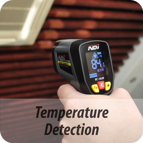 NDI Infrared Thermometer Temperature Gun -58℉~1202℉, Digital Laser Surface Temp Reader for Cooking, Pizza Oven, Candy, Griddle HVAC IR Thermometer Temp Gun with Adjustable Emissivity