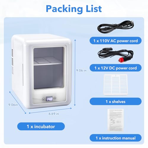 4L Lab Incubator with Clear Door, 46-148℉ Thermostatic Cabinet for Lab General Purpose, Petri Dishes, Egg Incubation, 110V