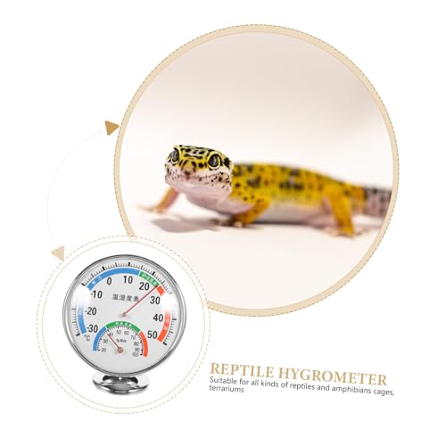Reptile Temperature and Humidity Gauge Dual Dial Hygrometer for Terrarium Easy Read Color-Coded Display for Bearded Dragons Lizards and Other Reptiles