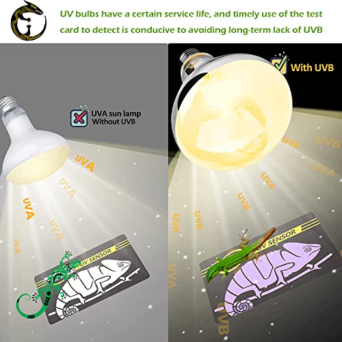 5Pack Quick UVB Test Sensor Cards, Reusable Reptile UVB Tester Heating Bulb Photochromic UVB Card Indicator Over 500 Times, UVB Light Meter for Sunglass Test Sterilizing