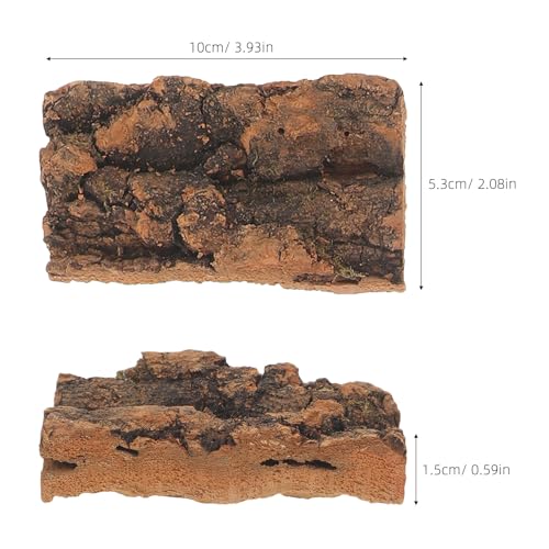 VOSAREA 10pcs Natural Bark Sheets for Reptile Tank Background, Safe and Flat Climbing Wall Mats for Snake and Amphibian Terrarium Shelter