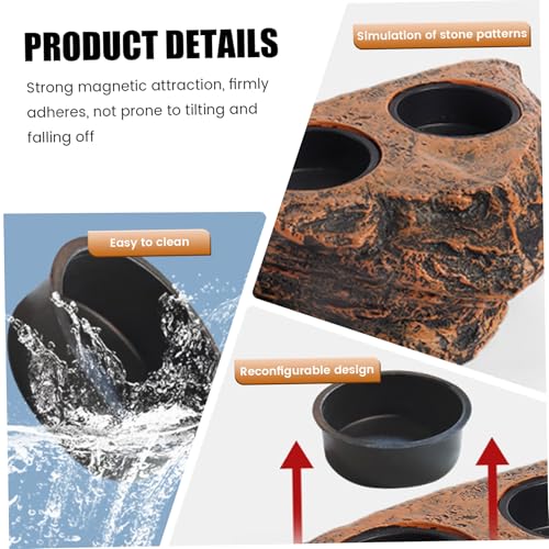Gecko Feeding Ledge, Magnetic Hanging Reptile Food Dish with 2 Feeding Bowl, for Bearded Dragon Snake Lizard
