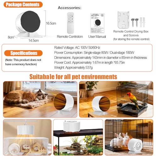 200W Reptile Heat Mats Space Heater, Adjustable Temperature Reptile Heating Heaters, Non-Light Heating Solution with Expanded Heating Range for Hermit Crabs/Leopard Geckos/Turtles/Snakes/Frog/Iguana