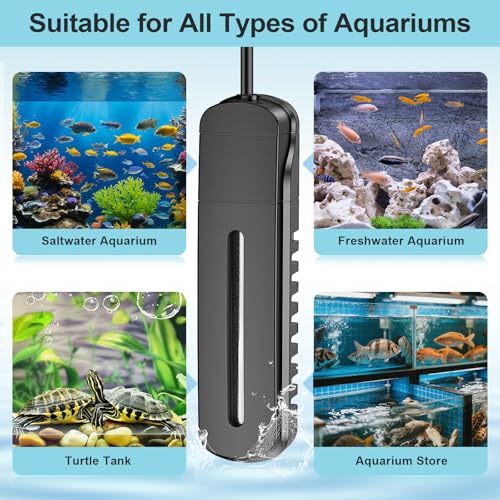 HiTauing Aquarium Heater, 100W/200W/300W/500W Fish Tank Heater with Upgraded LED Large Display, Up/Down Control Buttons and Intelligent Leaving Water Automatic Power-Off for Saltwater and Freshwater - size: 200W for 20-40 Gallon