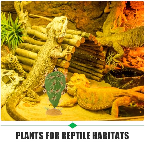 VICASKY Reptile Terrarium Plants and Cactus Decor Artificial Reptile Habitat Accessories for Lizard and Amphibian Tanks Fake Plastic Plants for Enclosure Decoration