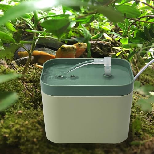 Bearded Dragon Water Bowl with Filtration System Lizard Drinking Fountain Reptile Tank Habitat Waterfall for Small Pet Leopard Gecko, Chameleon, Snake (Green) - color: Green