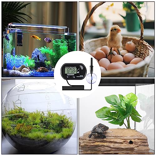 5pcs Aquarium Thermometer LCD Digital Fish Tank Thermometer with Water-Resistant Sensor Probe and Suction Cup for Turtle Incubators Terrarium Water Thermometer - color: 5pcs