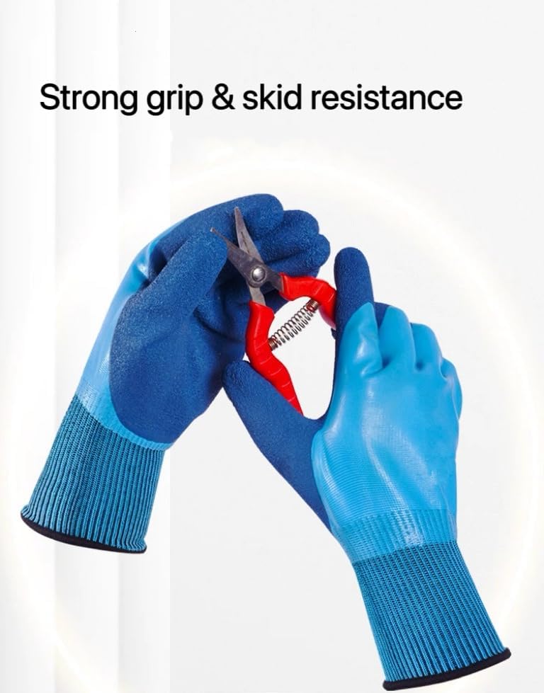 Women Men Waterproof Fishing Gloves,Anti-Slip Catch Fish Gloves,Puncture Proof Fishing Gloves for Handling,Catching,Cleaning - color: Blue