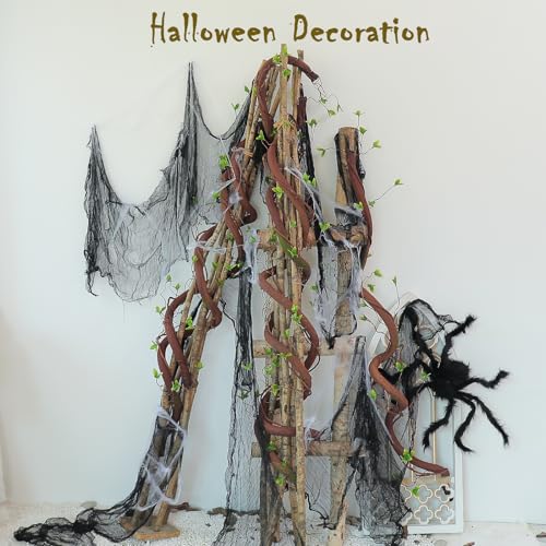 Bendable 63in Artificial Tree Twigs Cane Wood Vine Branches Fake Plants Trunk Garland with Leaves for Home Wedding Garden Wall Hanging Mantel Christmas Thanksgiving Day Decoration