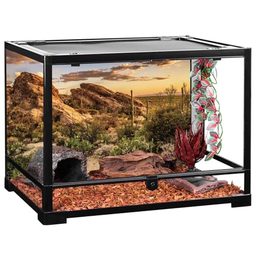 AWERT Reptile Habitat Background Blue Sky Oasis Cactus Sun and Desert Terrarium Background 24x16 inches Durable Polyester Background - size: 24x16 inches