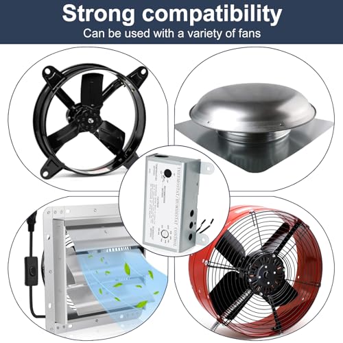Criditpid Attic Fan Adjustable Thermostat & Humidistat Controller Box for Powered Attic Ventilators Fan- Replacement Temperature Humidity Controller.