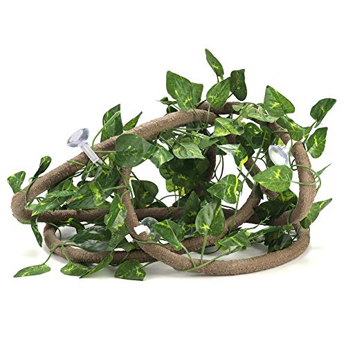 Reptile Climbing Branch | Flexible Jungle Vines 9.84ft | Bendable Rattan with Suction Cups | 3 Vines for Lizards/Chameleons/Tree Amphibians | Safe PU Material