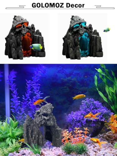 Aquarium Mountain View Stone Ornament - Aquarium Skull Rock Decor Cave for Fish Tank,Aquarium Decorations Small,Small Aquarium Decoration for Fish Tank - 5.7 Inches High