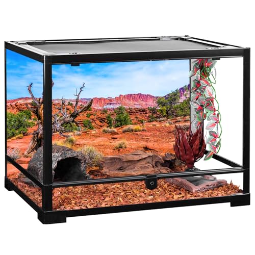 AWERT 36x18 inches Reptile Habitat Background Blue Sky Oasis Orange Desert Terrarium Background Durable Polyester Background - size: 36x18in/90x45cm