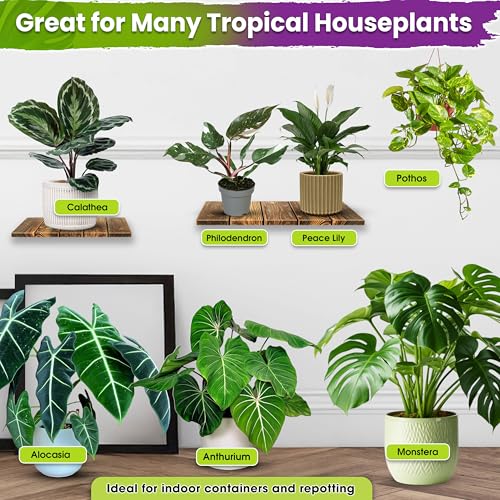 DUSPRO Tropical Potting Mix Pre-Mixed 5in1 with Pine Bark, Coco Coir, Perlite, Worm Casting & Pumice Ideal Aroid Mix Soil for Monstera, Pothos, Philodendron, Other Indoor HousePlants 16QRT - size: 16 Quarts