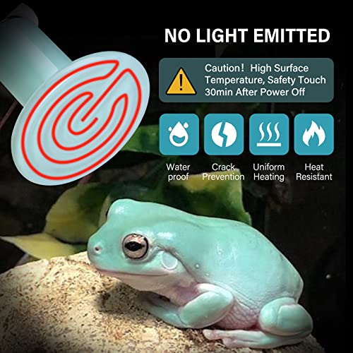 HealSmart 150W Reptile Heat Lamp Heating Bulb No Light Ceramic Heat Emitter, Brooder Coop Heater for Terrarium Amphibian Pet Snake Turtle, Incubating Chicken