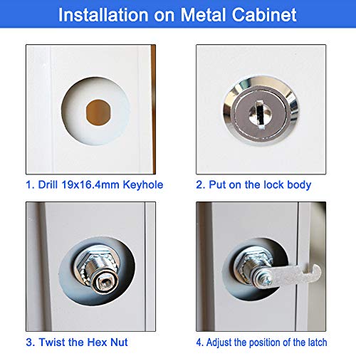 WOOCH Cabinet Cam Lock, 1-1/8 Inch Keyed Alike Cam Locks Secure File Drawer Door Mailbox Tool Box Dresser RV Cylinder Replacement Lock Hardware, Fits on 1" Max Panel Thickness (2 Pack) Chrome Finish - size: 1-1/8 Inch Offset