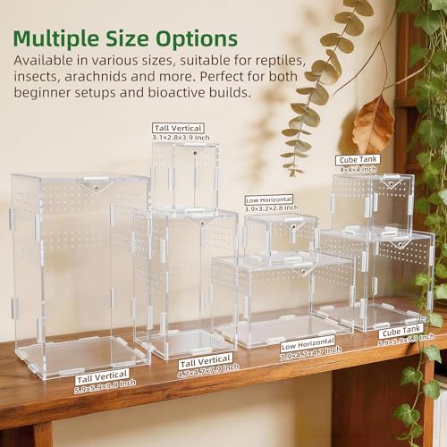 Portable Travel Jumping Spider Enclosure, Acrylic Terrarium for Spider, Magnetic Lock Spider Habitat & Small Terrarium Ventilated for Tarantula,Mantis,Frog,Insect Enclosure cage(5.9×5.9×5.9 Inch) - size: 5.9×5.9×5.9 Inch