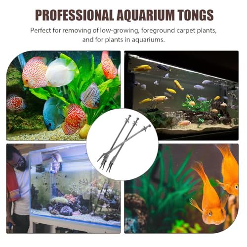 Abaodam 3Pcs Aquarium Tweezers and Feeding Tongs, Stainless Steel Terrarium Tools for Reptile Tank, Long Fish Tank Cleaning Tongs for Aquarium Plant Maintenance, Snake and Lizard Feeding Clamp