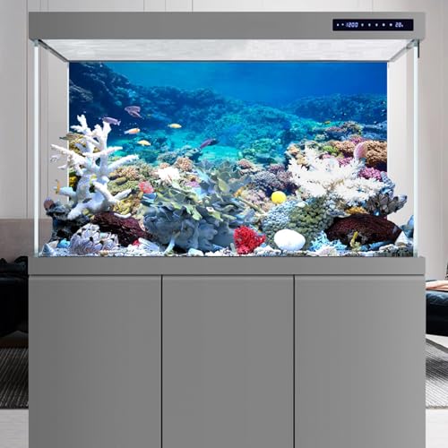 AWERT Aquarium Background Coral Reef Tropical Fish Undersea Fish Tank Background 24x12 inches Polyester Background - size: 24 x 12 in
