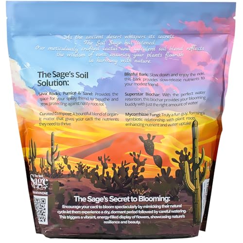 The Soil Sage 2.5 Dry Qt Cactus & Succulent Potting Soil Mix, USA Made - Gritty, Fast Draining, Soilless, Root Boosting, Peat-Free - Growth of Cactus, Succulents, Jade, Aloe Vera - size: 2.5 Qt