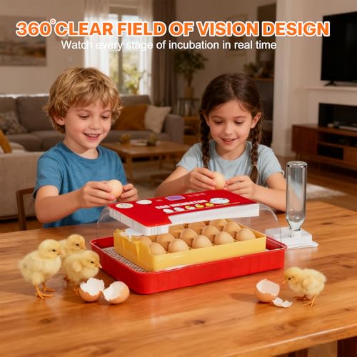 Incubators for Hatching Eggs 15-35 Eggs Incubator with Automatic Egg Turning and ℉Temperature Display LED Candler Poultry Incubator for Hatching Chicken Duck and Quail Incubator