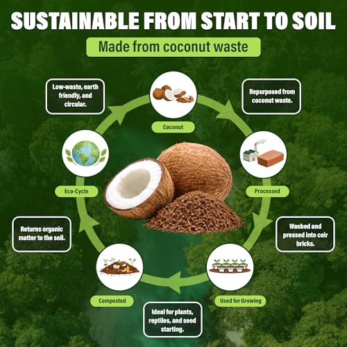Coconut Chips Substrate 2 Bricks | 1.1 Lbs Each | Reptile Bedding for Ball Python, Bearded Dragon, Tortoise, Gecko, Lizard, Frog | Odor Absorbing | Coconut Chips for Plants, Orchid Bark Mulch - size: 2.2 Lbs (Pack of 2 - 1.1 Lbs Each)