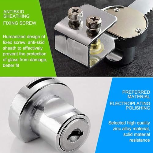 Sliding Glass Door Lock for Reptile Vivarium or Display Cabinet, Zinc Alloy Chrome Finish with 2 Keys for Secure Pet Enclosure and Showcase Protection(4-8mm) - size: 4-8mm
