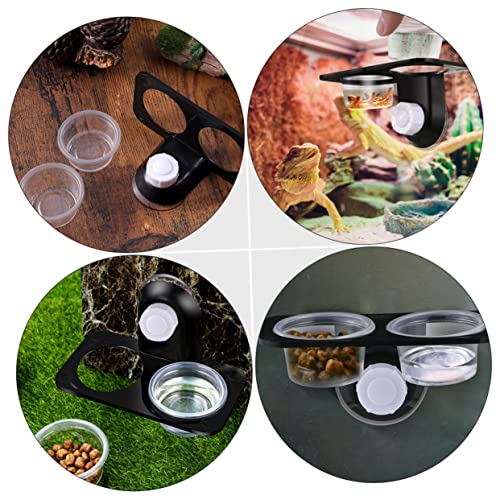 COLLBATH 2Pcs Reptile Food Bowl with Suction Cup Wall Hanging Feeder for Lizards and Geckos Durable Feeding Supplies with Strong Suction for Stable Use Tanks
