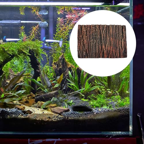 BESPORTBLE Aquarium Decorative Background Board Ultra-Thin 3D Simulated Oak Bark Landscape Panel for Turtle Tank Reptile Enclosure Terrarium Décor