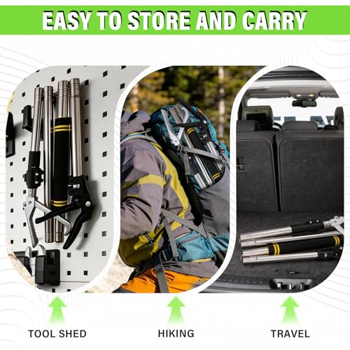 Professional Snake Tongs Reptile Grabber, 69" Heavy Duty Stainless Steel Snake Catcher with Adjustable Lock & Non-Slip Grip Foldable Humane Snake Removal Tool for Home Garden Outdoor Wildlife Control