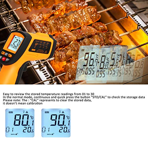 Infrared Thermometer (Not for Human)-58°F to 1382°F, Non-Contact Laser Temperature Gun with Alarm& Data Saving, Temperature Thermometer Measuring Gun for Kitchen Cooking, BBQ, Ovens… - color: -58°F~1382°F