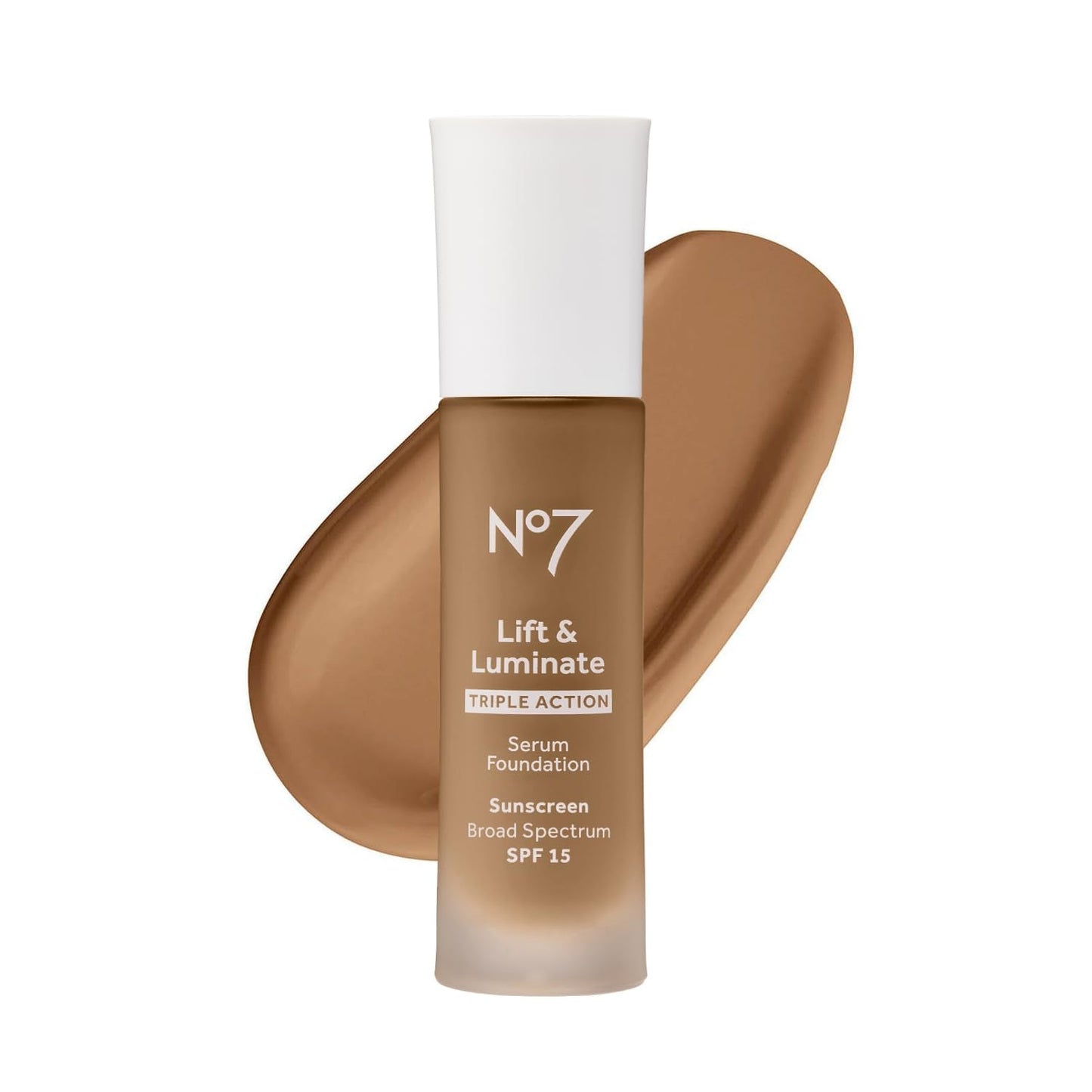 No7 Lift & Luminate Triple Action Serum Foundation - Bamboo - Liquid Foundation Makeup With Spf 15 For Dewy, Glowy Base - Radian