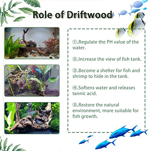 Tfwadmx Natural Driftwood Aquarium Decor Wood Branches, 3 Pieces 7-9.5" Fish Tank Driftwood Decoration, Terrarium Mopani Wood for Aquarium Freshwater Reptile Tank - size: Medium: 7-9.5"(3Pcs)
