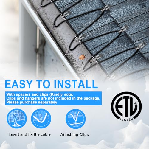 Sewage Pipe Heating Cable 75 FT 120V Self-Regulating for Freeze Protection in Wastewater Systems, Sump Pumps and Roof De-Icing with Fluoropolymer Corrosion-Proof Technology - style: 75FT