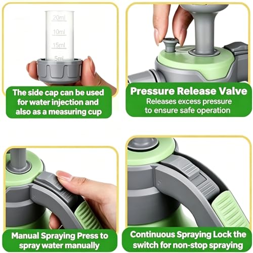 1/2 Gallon Hand Pump Pressure Sprayer | Straight & Adjustable Curved Extension Poles, Explosion-Proof Design, Fine Mist Spray, For Gardening, Cleaning, Plant Care