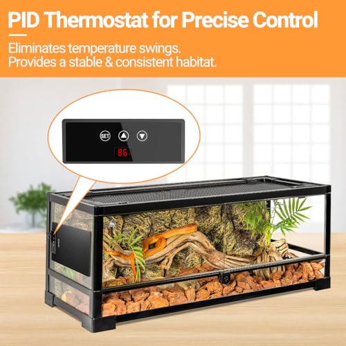 REPTI ZOO Reptile Heat Pad 8 in × 12 in, 23W Reptile Heat mat with Adjustable Thermostat for Turtles, Hermit Crabs, Bearded Dragons, Leopard Geckos, Snakes, Lizards - size: 8"x 12"
