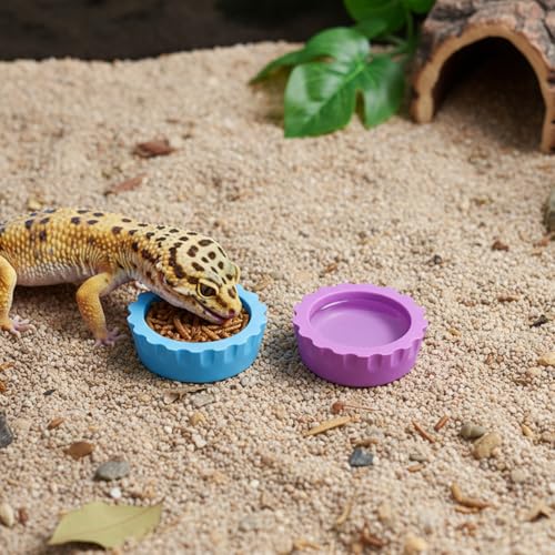 12 Pcs Gecko Food Dish Silicone Reptile Bowl Crested Gecko Food and Water Bowl Reusable Reptile Feeding Cups Gecko-Tank Accessories for Hermit Crab,Turtle,Snake and Lizard