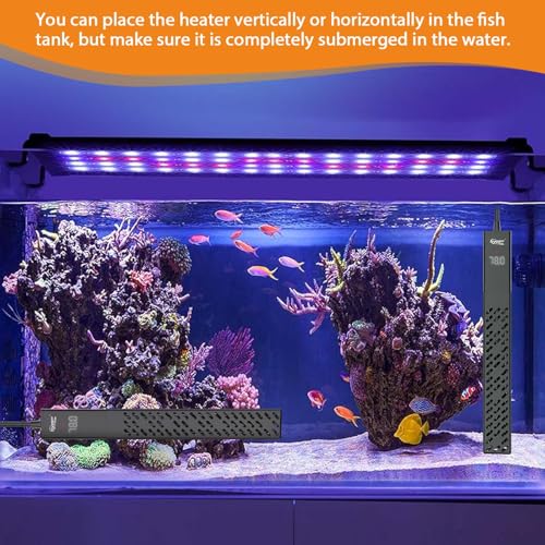 hygger Upgrade Ceramic Aquarium Heater, 200W Digital Fish Tank Heater with Automatic Power-Off and Over-Temperature Protection, Energy Saving Submersible Aquarium Heater for Freshwater and Saltwater - size: 200W
