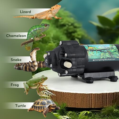 Moongiantgo Reptile Humidifier - Reptile Misting System with 4PCS 360°Adjustable Single Nozzles & 2PCS Double Nozzles and Timer Socket - Reptile Mister for Terrarium Lizard Chameleon Snake Frog Turtle