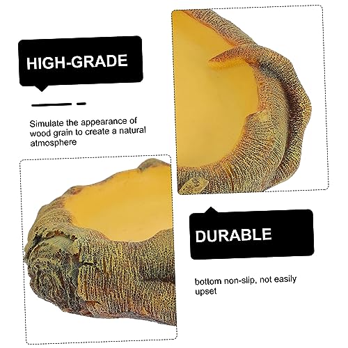 VANZACK Bearded Dragon Water Dish Reptile Feeding Bowl Imitation Wood Grain Basin Lizard Drinking Tray