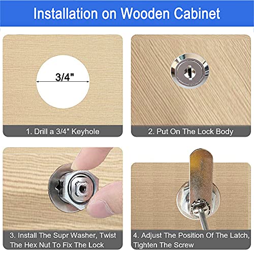 WOOCH Cabinet Cam Lock, 5/8 Inch Keyed Alike Cam Locks Secure File Drawer Door Mailbox Tool Box Dresser RV Cylinder Replacement Lock Hardware, Fits on 1/2" Max Panel Thickness (2 Pack) Chrome Finish - size: 5/8 Inch Offset