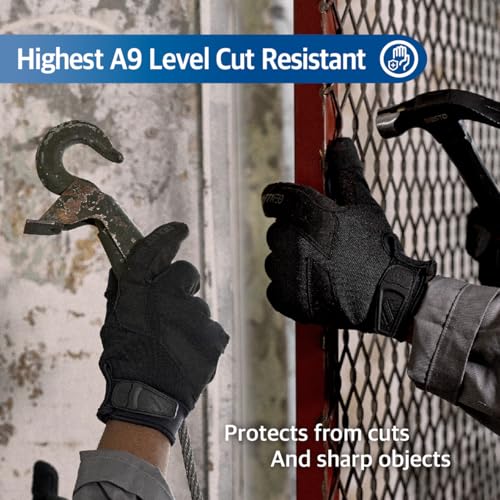 DEX FIT NPG420 Needle Resistant Gloves, ASTM F2878 Level 4 Palm & Lvl 3 Finger, ANSI Cut A9 Heavy Duty Industrial Protection, Multi-Layered Steel Mesh Puncture Proof Work Gloves, Black, XXL, 1 Pair - size: XX-Large