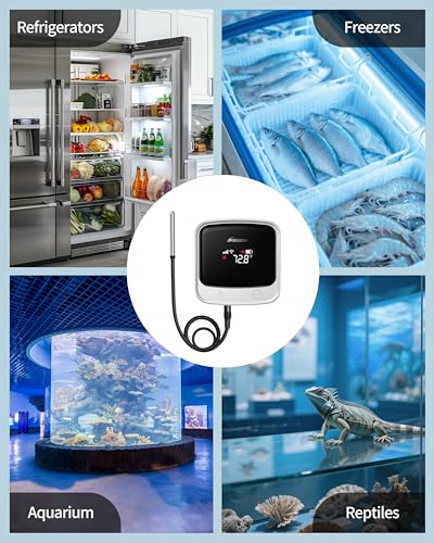 Frigga S0-P 4G & WiFi Refrigerator Thermometer with Alarm, Freezer Temperature Monitor with App Control for Home Kitchen Fridge Hot Tub, 2 Years Subscription Included