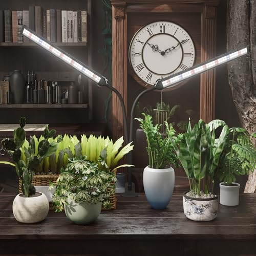 GooingTop LED Grow Light,White Full Spectrum Clip Plant Growing Lamp with High Power Red Blue LEDs for Indoor Plants,Dimming & Optional Auto Timer - size: 75Watts